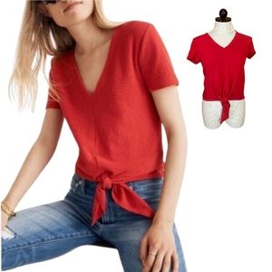 MADEWELL Texture & Thread Red Tie Front Tee